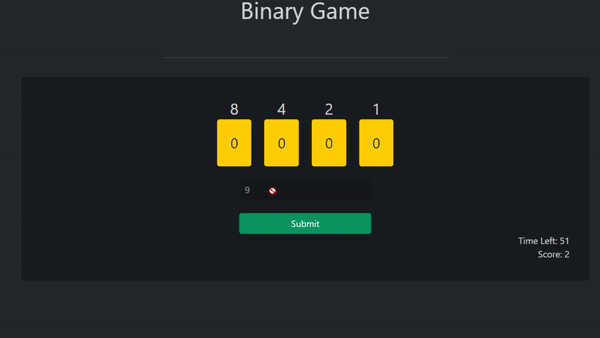 GIF showing a conversion from denary to binary.